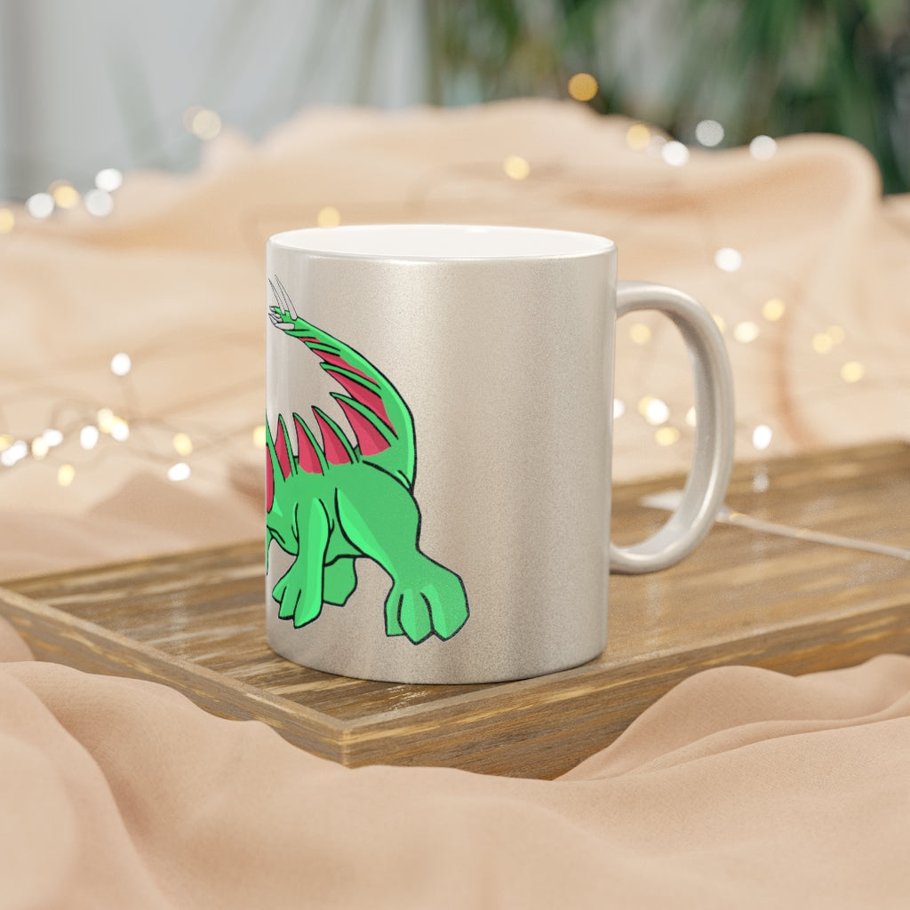 Crocodilas Metallic Mug in Silver and Gold with personalized design options, showcasing a stylish ceramic finish.