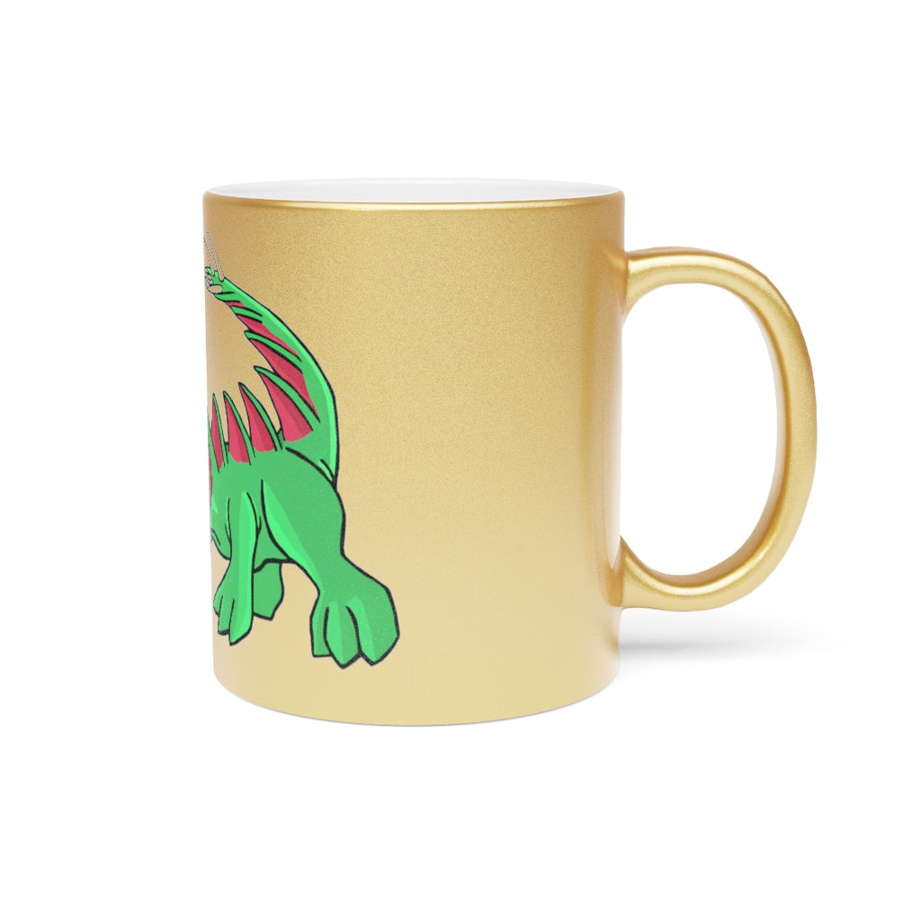 Crocodilas Metallic Mug in Silver and Gold with personalized design options, showcasing a stylish ceramic finish.