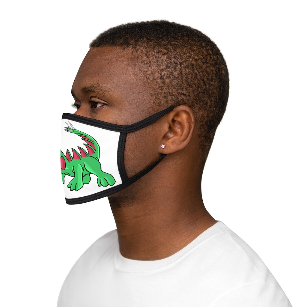 Crocodilas Mixed-Fabric Face Mask featuring a black outer edge and earloops, designed for style and comfort.