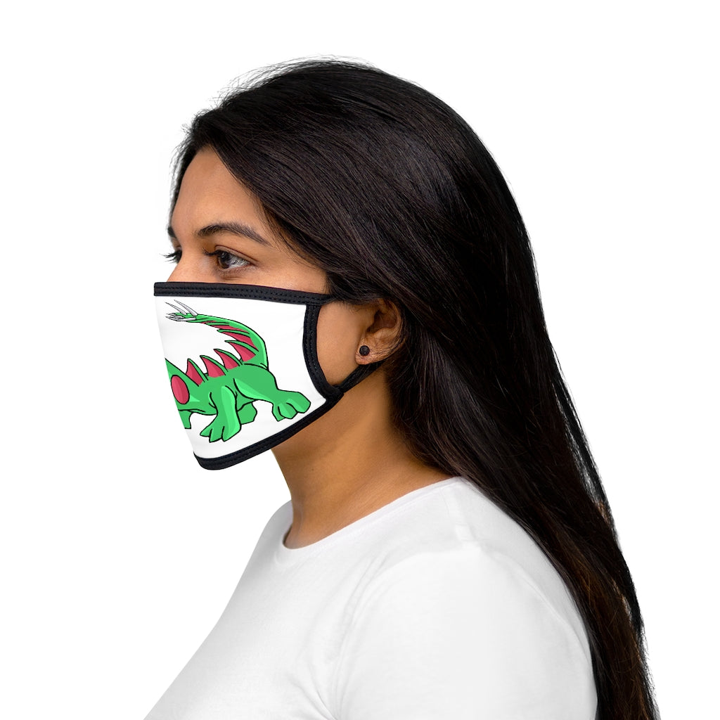 Crocodilas Mixed-Fabric Face Mask featuring a black outer edge and earloops, designed for style and comfort.