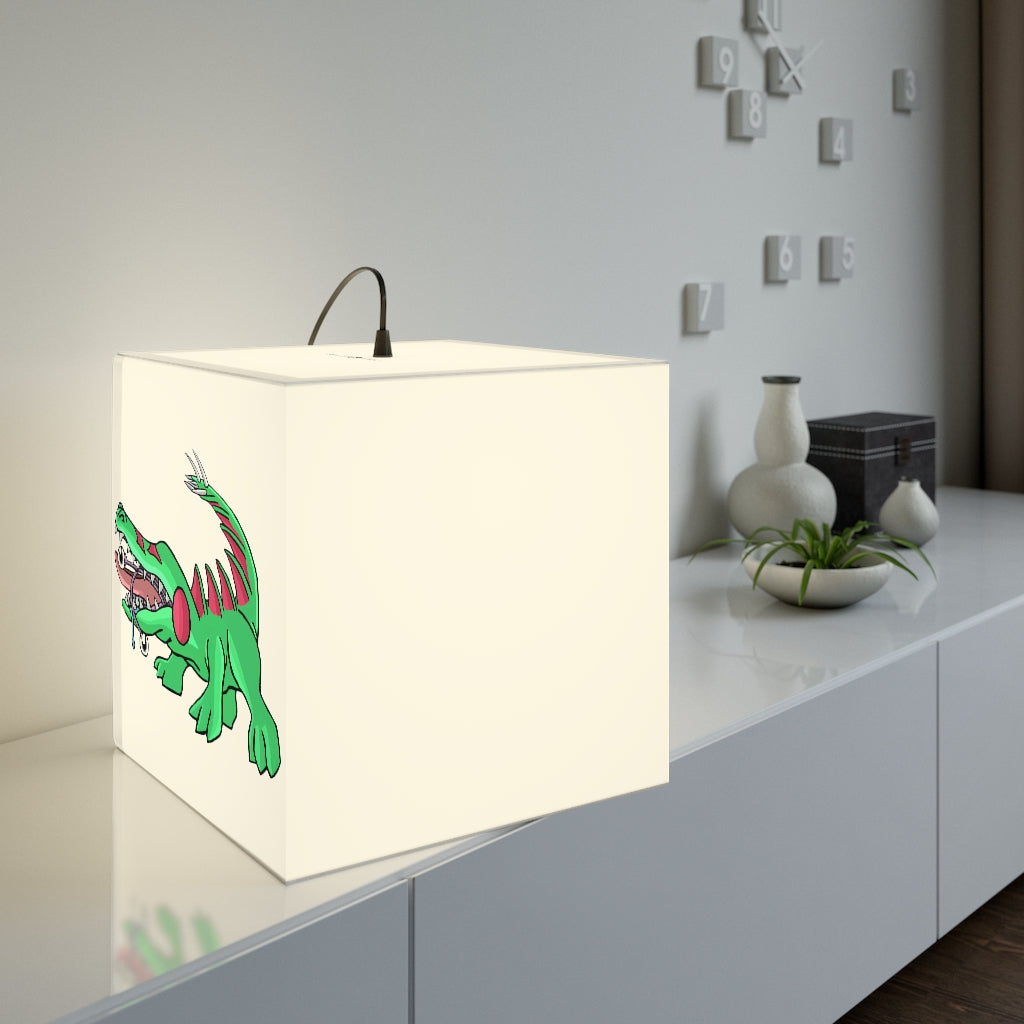 Crocodilas Personalized Lamp showcasing a unique cube design, perfect for indoor decoration and customizable lighting.