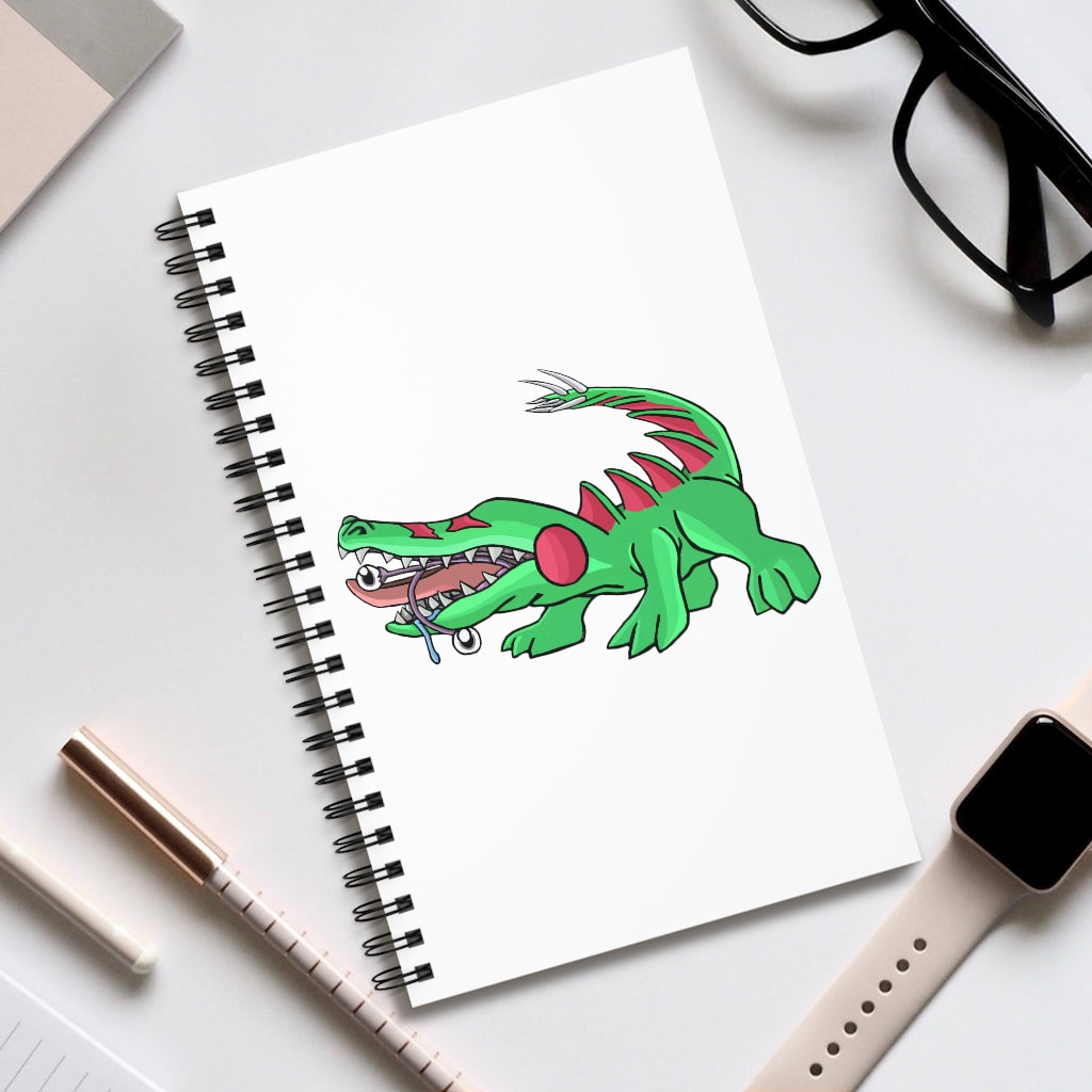 Crocodilas Spiral Journal featuring various styles including blank, dot grid, lined, and task manager formats with a colorful front cover.