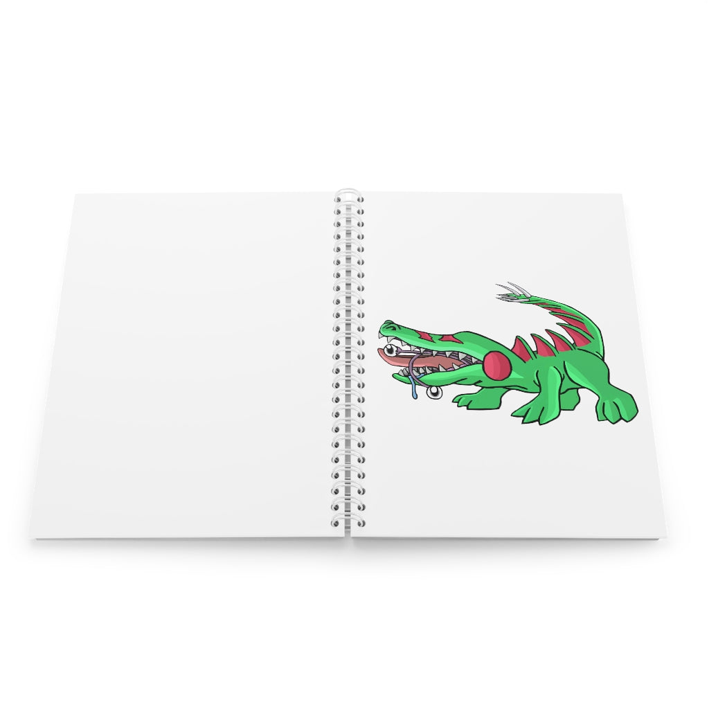 Crocodilas Spiral Notebook with customizable covers and wide-ruled pages, featuring a semi-glossy laminated finish.