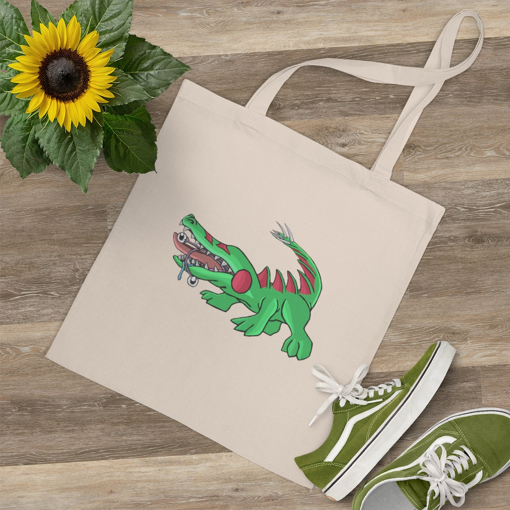 Crocodilas Tote Bag made of 100% cotton with cross-stitched handles, available in multiple colors.