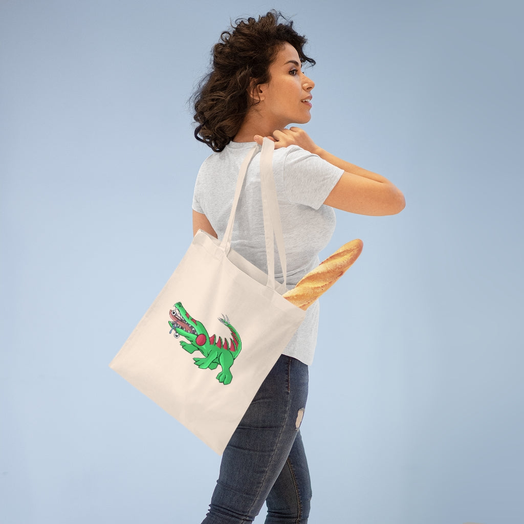 Crocodilas Tote Bag made of 100% cotton with cross-stitched handles, available in multiple colors.