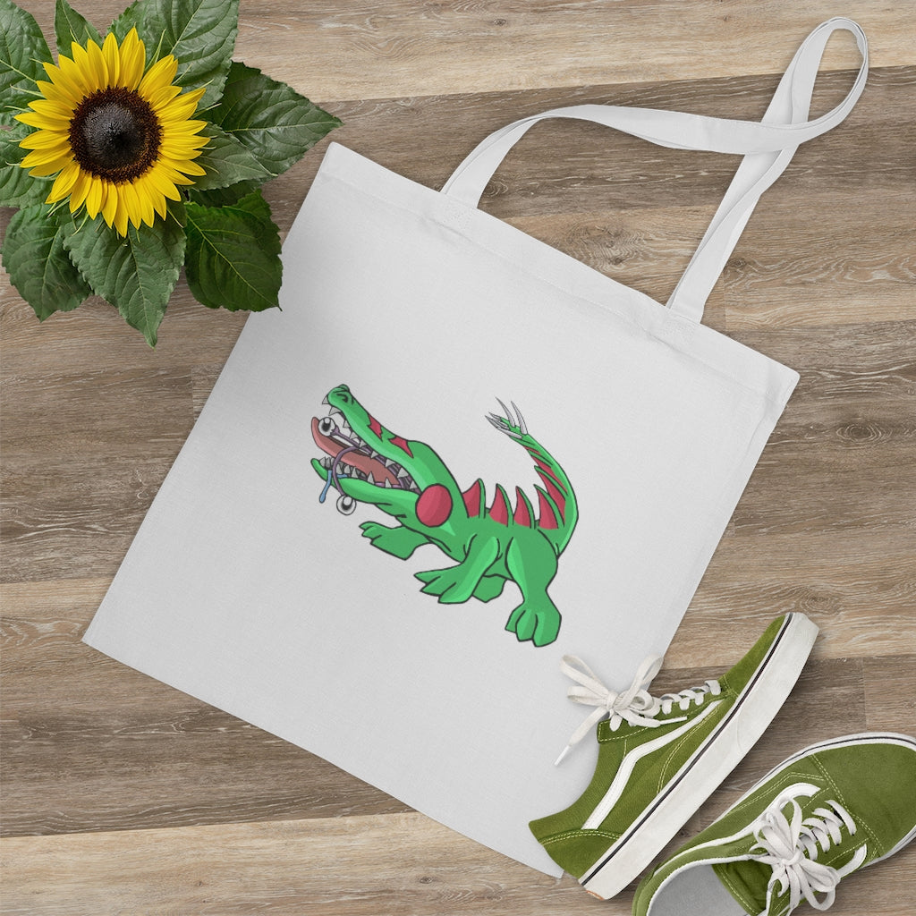 Crocodilas Tote Bag made of 100% cotton with cross-stitched handles, available in multiple colors.