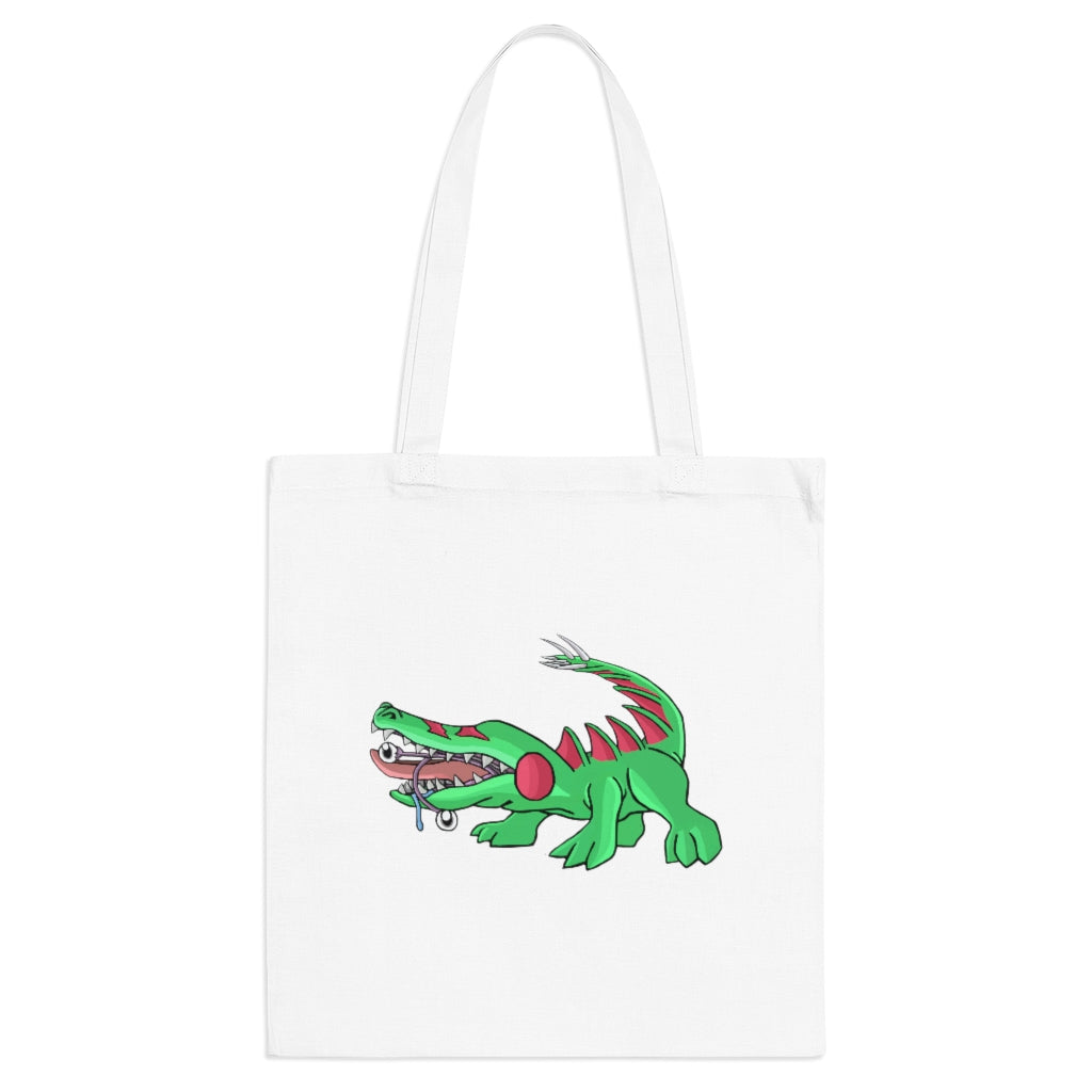 Crocodilas Tote Bag made of 100% cotton with cross-stitched handles, available in multiple colors.