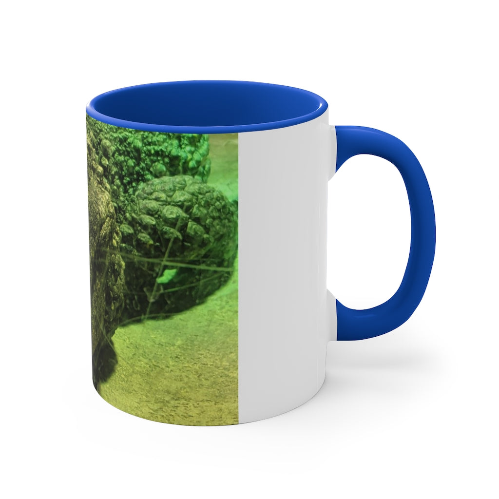 Crocodile 11oz Accent Mug featuring a white ceramic body with a colored interior and handle, showcasing vibrant color schemes.