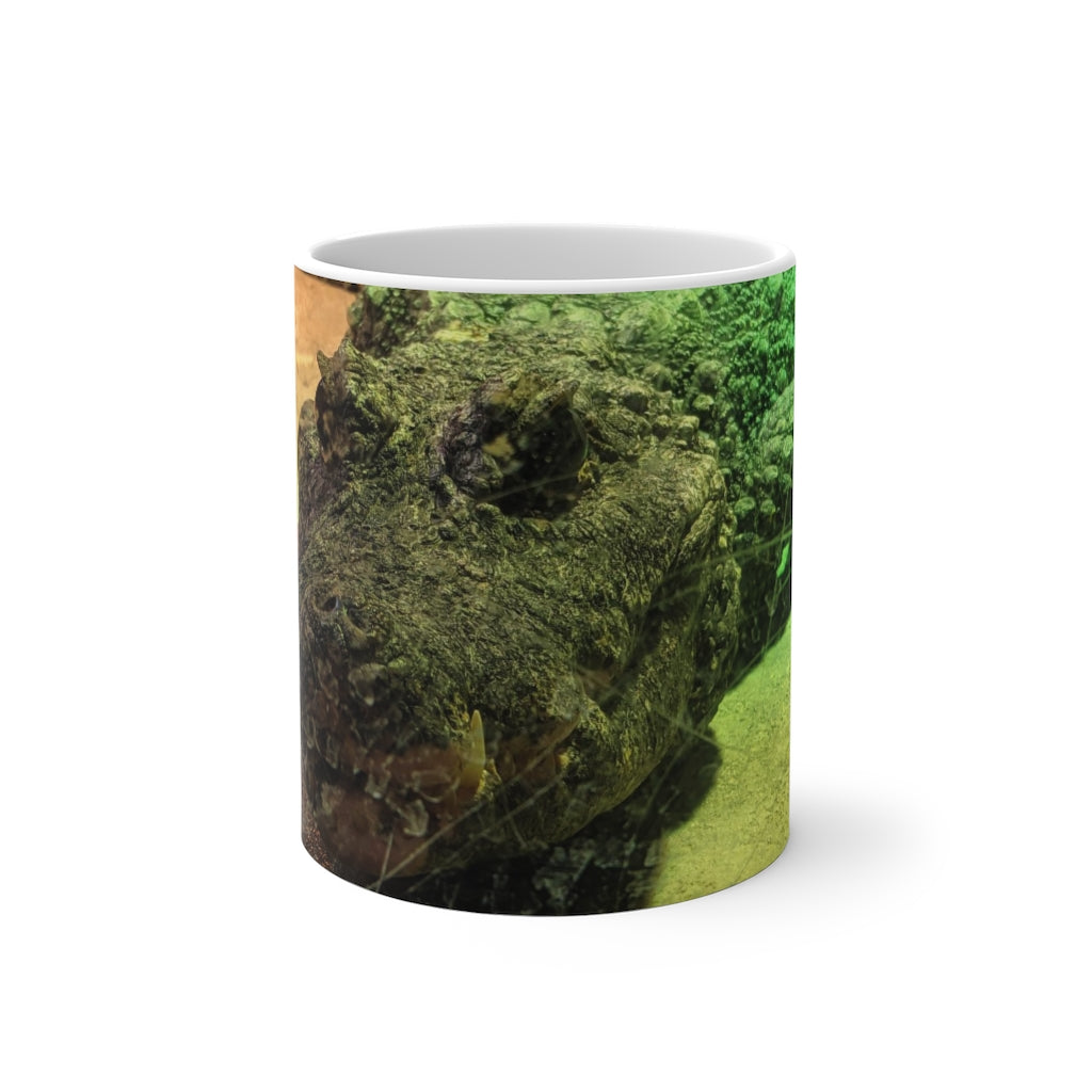 Crocodile Color Changing Mug showcasing its vibrant color transformation with a whimsical crocodile design.