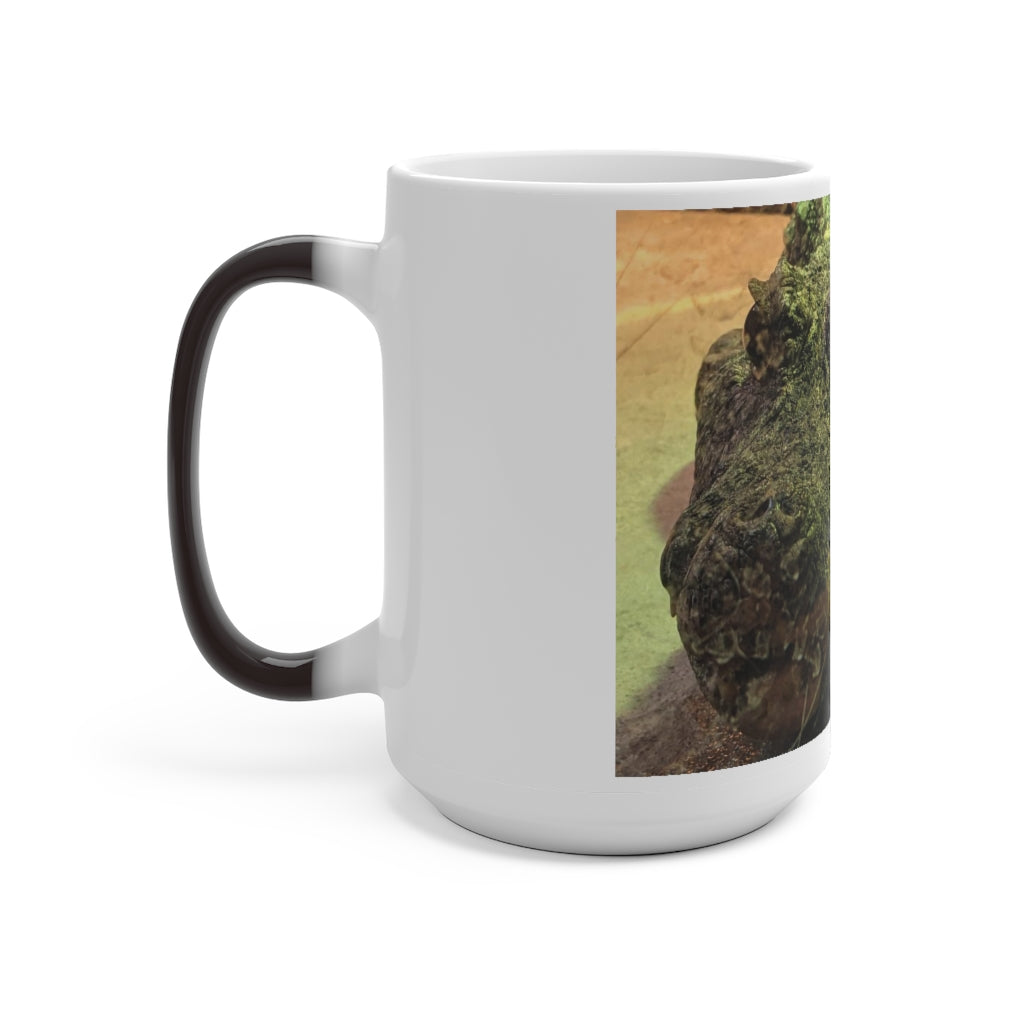 Crocodile Color Changing Mug showcasing its vibrant color transformation with a whimsical crocodile design.