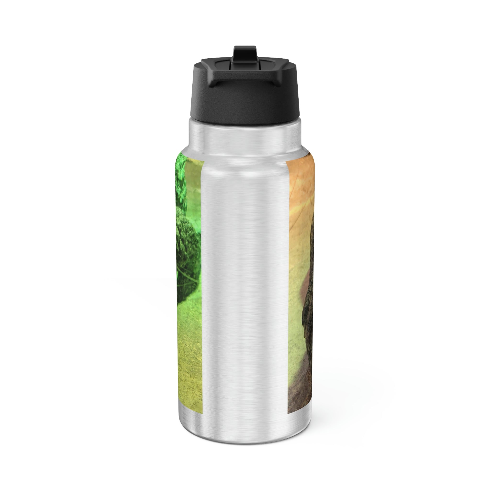 Crocodile Gator Tumbler, 32oz, featuring a stainless steel body and black plastic cap, ideal for custom designs.