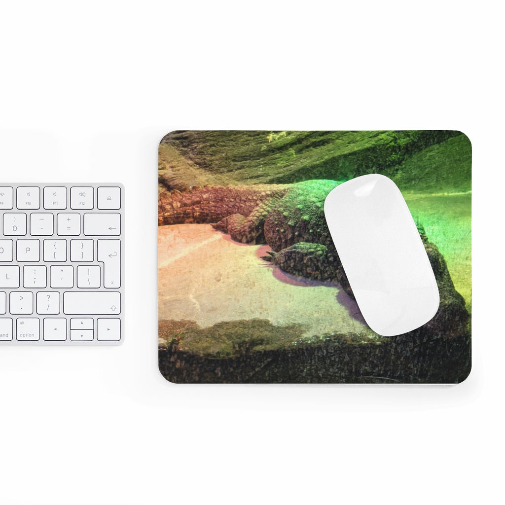 Crocodile Mouse Pad featuring a vibrant crocodile pattern on a smooth neoprene surface, ideal for enhancing desk aesthetics.