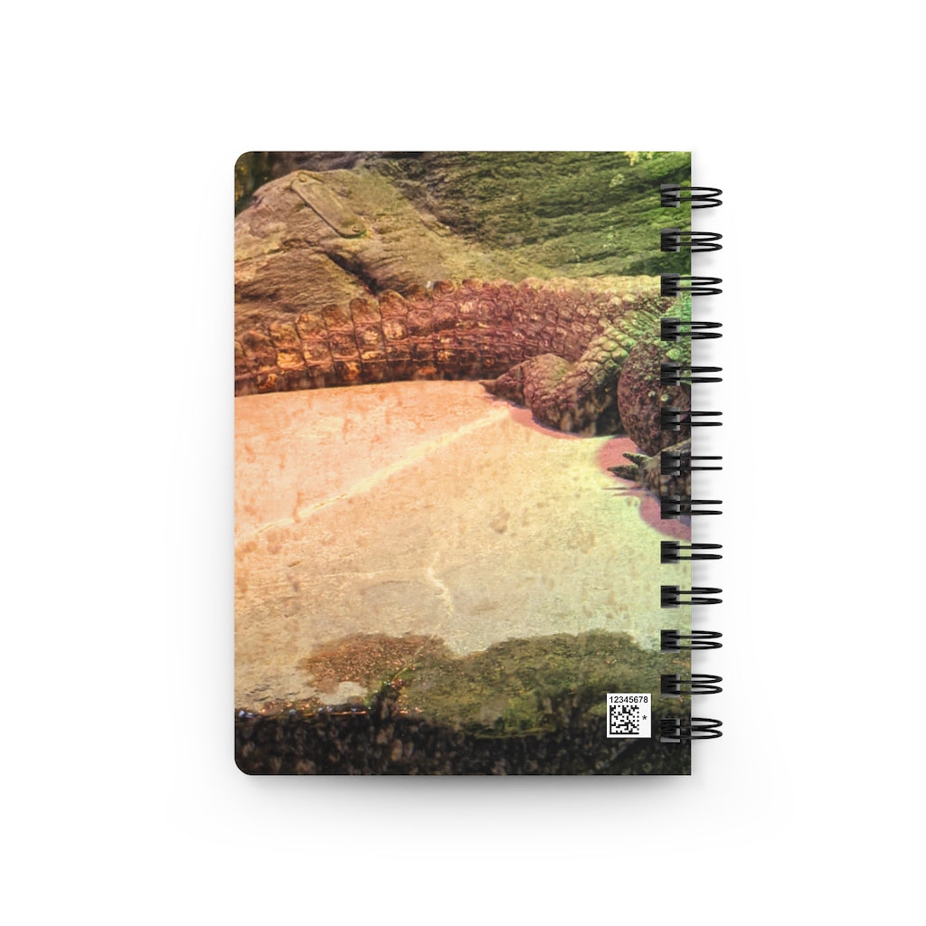 Crocodile Spiral Bound Journal with glossy laminated cover and lined pages, showcasing its unique design.