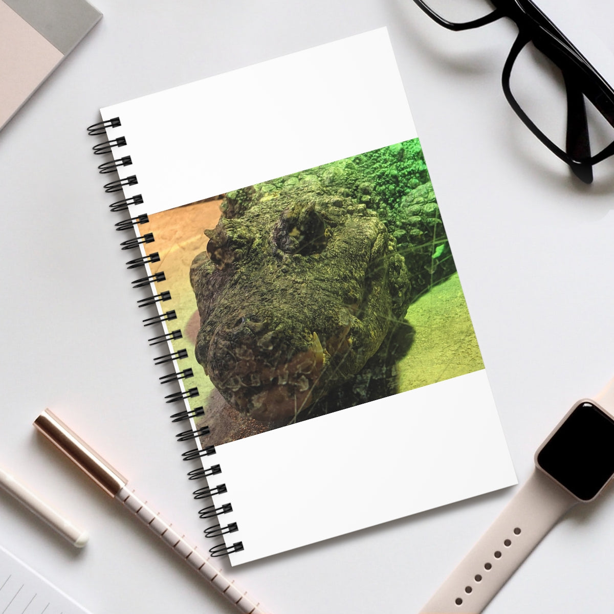 Crocodile Spiral Journal featuring a stylish front cover, available in four different styles including blank, dot grid, lined, and task manager.