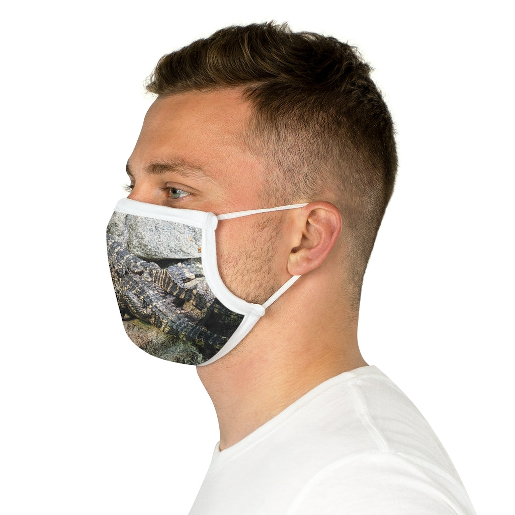 Crocodiles Cotton Face Mask featuring a unique crocodile design, made from 100% cotton with adjustable earloops and nose wire.