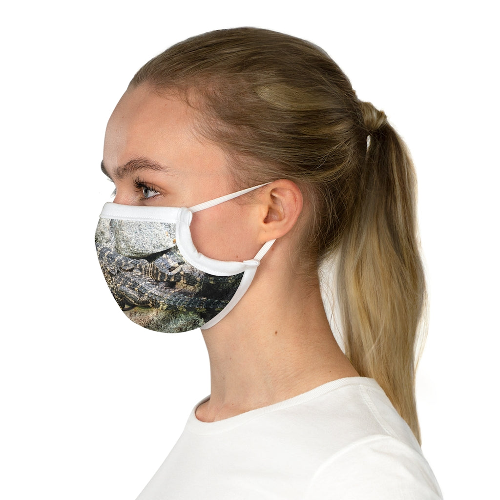 Crocodiles Cotton Face Mask featuring a unique crocodile design, made from 100% cotton with adjustable earloops and nose wire.