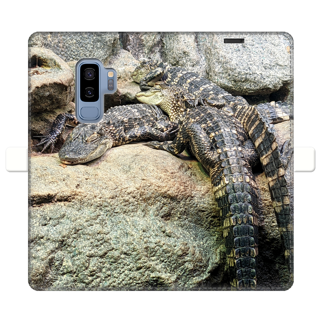 Crocodiles Fully Printed Wallet Case featuring a stylish crocodile print design, made of artificial leather with a magnetic closure.