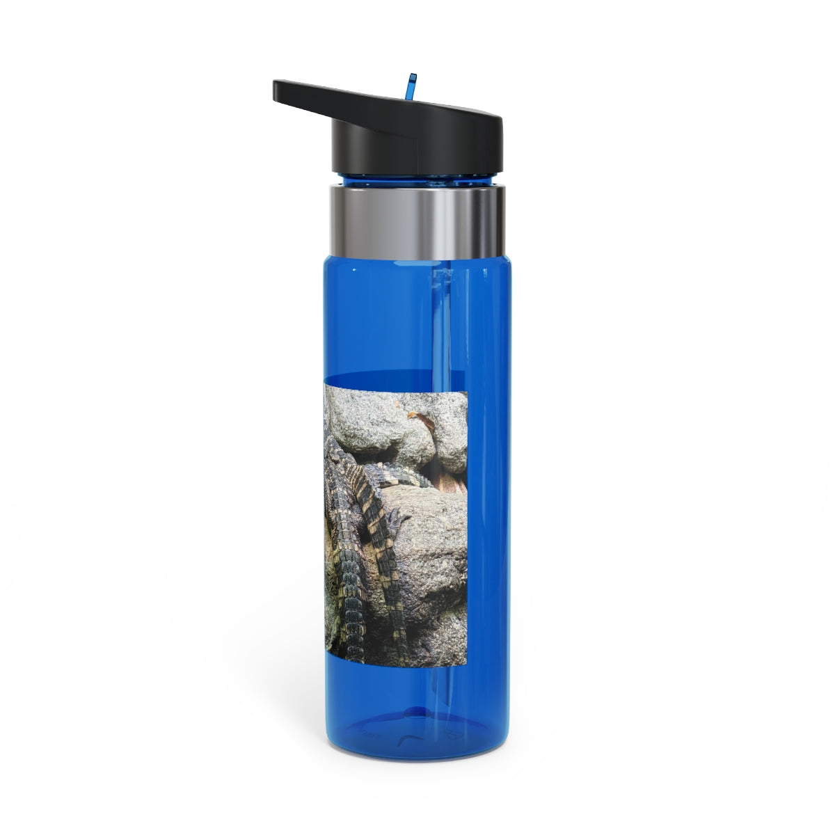 Crocodiles Kensington Tritan™ Sport Bottle in vibrant colors with a carabiner hook and straw lid, showcasing its durable design.