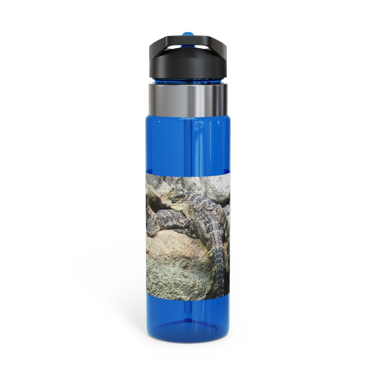 Crocodiles Kensington Tritan™ Sport Bottle in vibrant colors with a carabiner hook and straw lid, showcasing its durable design.