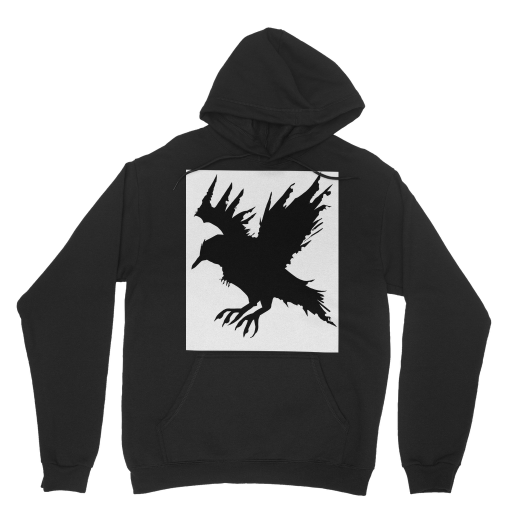 Crow Classic Adult Hoodie in various colors, showcasing its soft fabric, double fabric hood, and kangaroo pouch pocket.