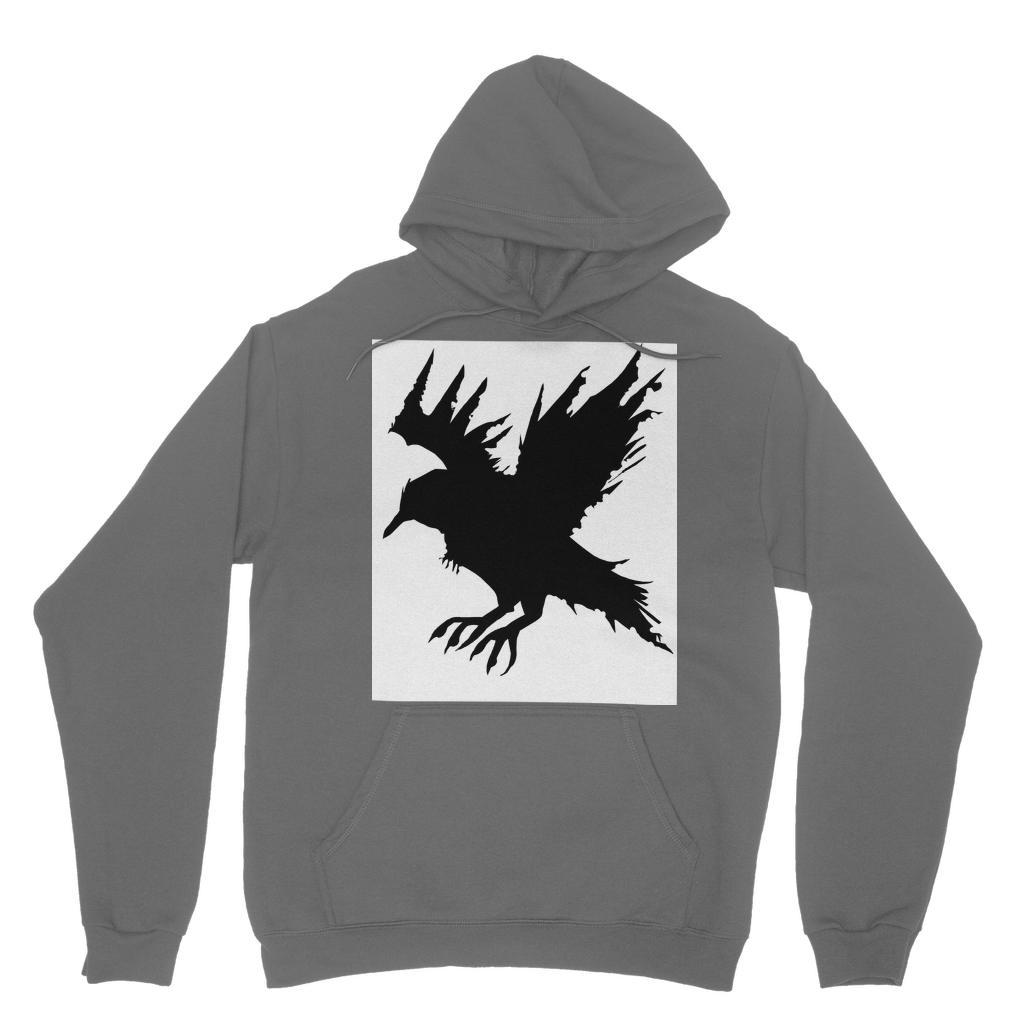 Crow Classic Adult Hoodie in various colors, showcasing its soft fabric, double fabric hood, and kangaroo pouch pocket.