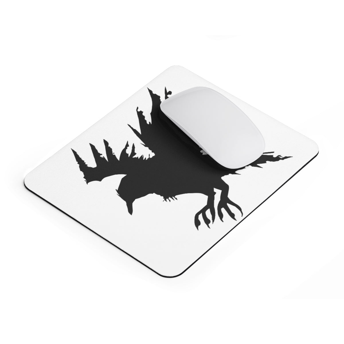 Crow Mousepad featuring a vibrant design on a smooth neoprene surface, ideal for enhancing desk aesthetics and functionality.