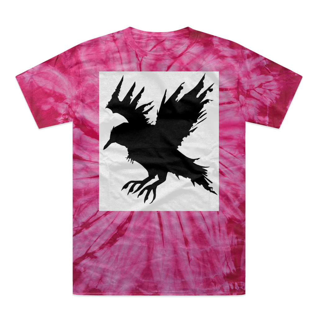 Crow Tonal Spider Tie-Dye T-Shirt showcasing vibrant colors and unique patterns, made from heavyweight cotton with a comfortable fit.