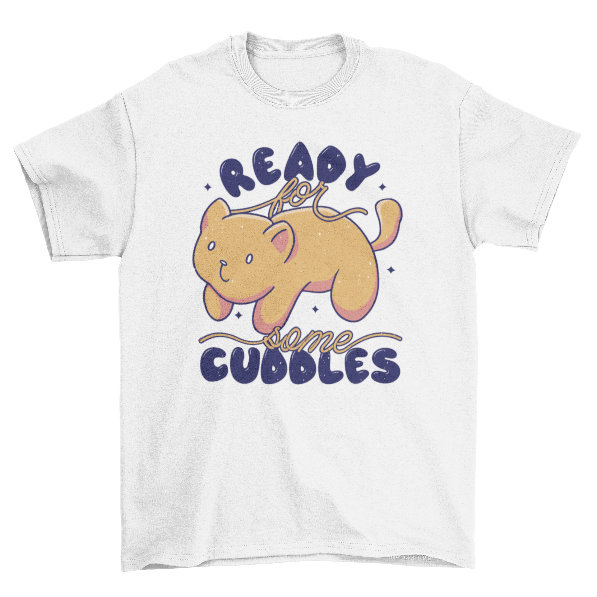 Cuddle Cat T-Shirt featuring a cute cat graphic and the quote 'Ready for some cuddles' on a soft fabric.