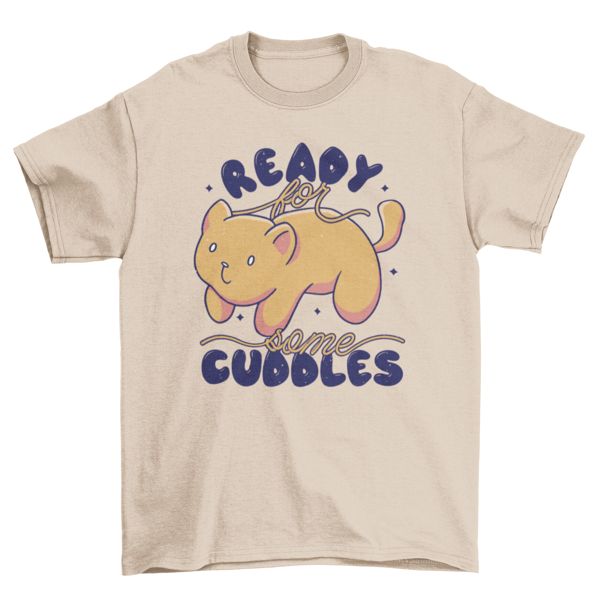 Cuddle Cat T-Shirt featuring a cute cat graphic and the quote 'Ready for some cuddles' on a soft fabric.