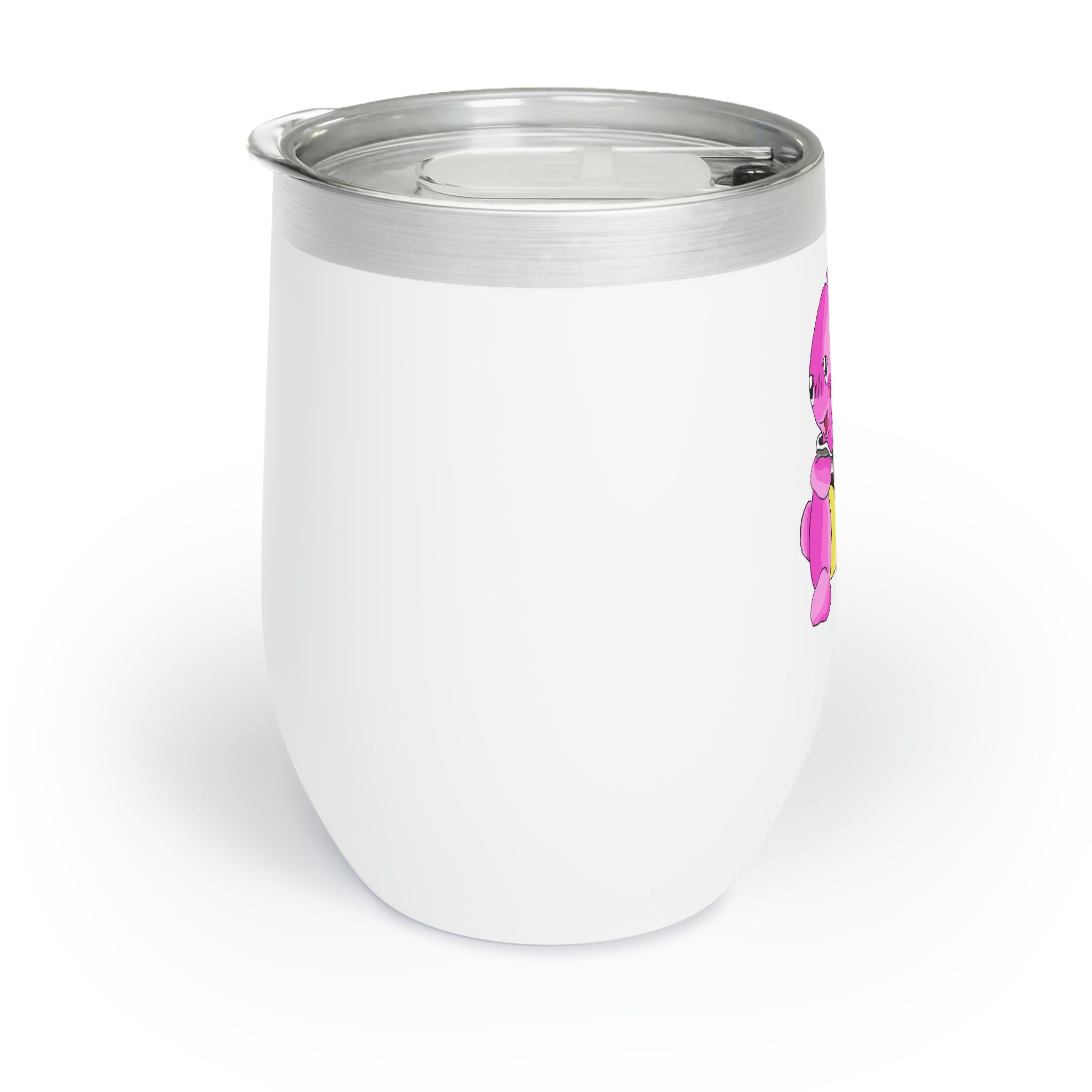 Curswordsman Chill Wine Tumbler in stainless steel with a custom design, showcasing its double-insulated walls and stemless shape.