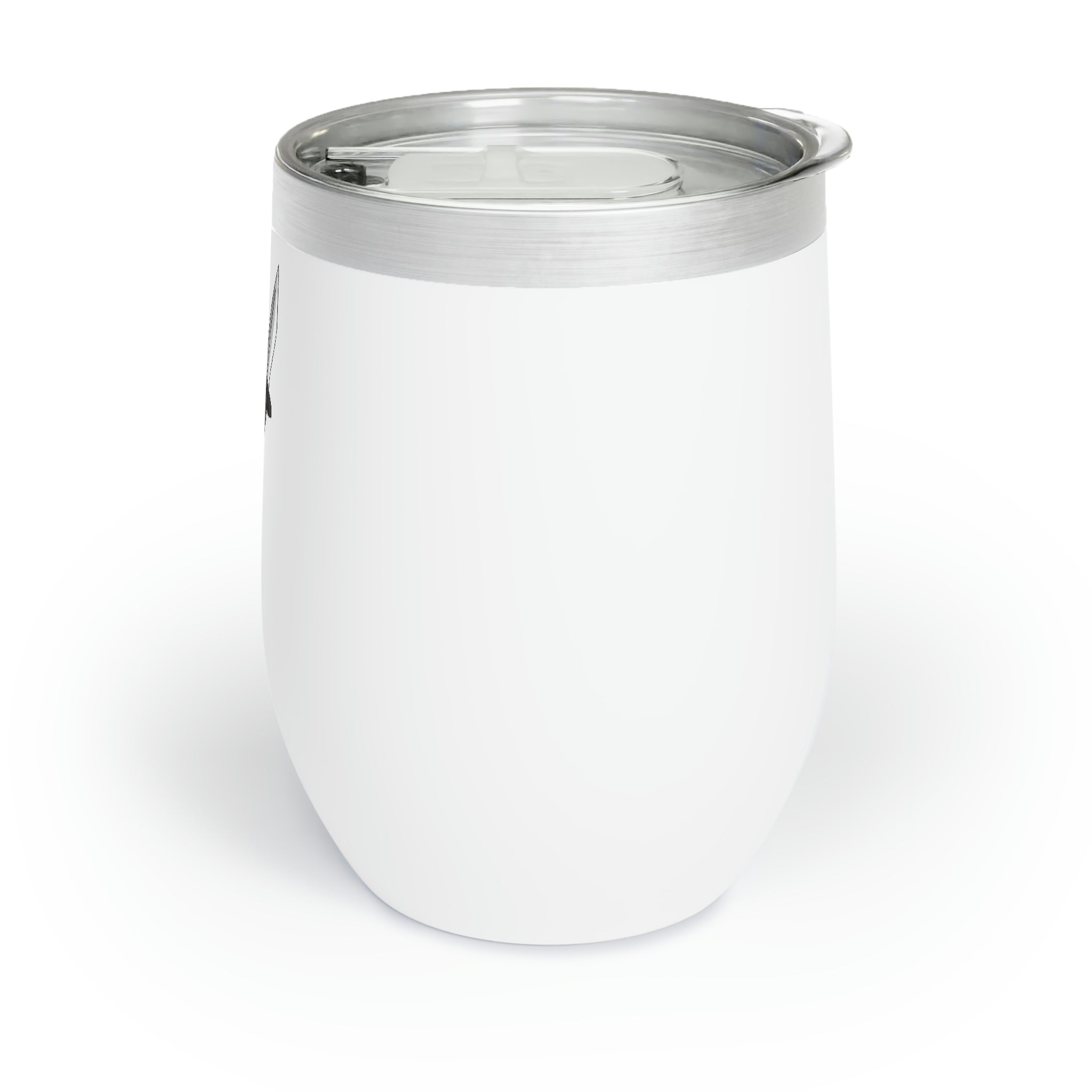 Curswordsman Chill Wine Tumbler in stainless steel with a custom design, showcasing its double-insulated walls and stemless shape.