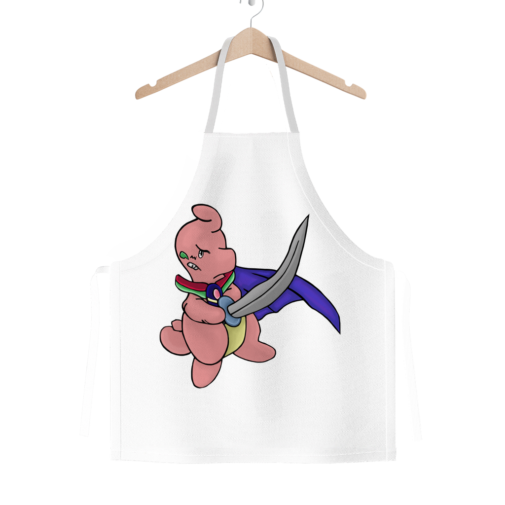 Curswordsman Classic Sublimation Adult Apron in vibrant colors, showcasing its durable polyester fabric and adjustable ties.