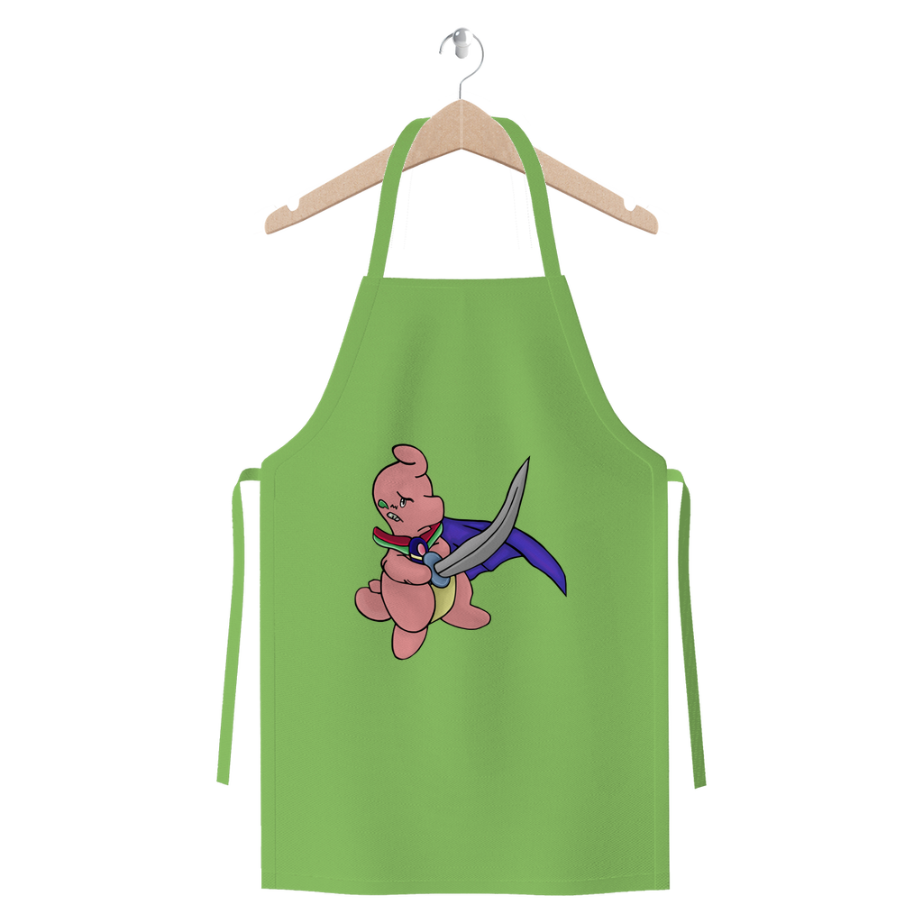 Curswordsman Premium Jersey Apron made from heavyweight cotton twill, featuring self-fabric ties and available in various colors.