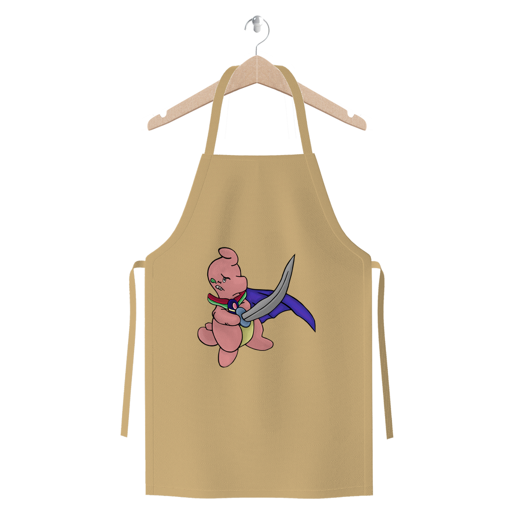 Curswordsman Premium Jersey Apron made from heavyweight cotton twill, featuring self-fabric ties and available in various colors.