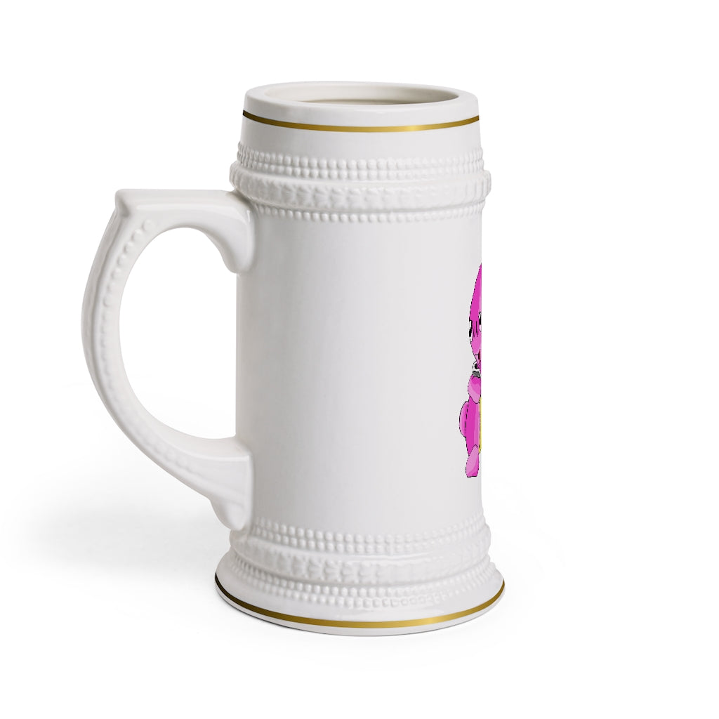 Curswordsman Stein Mug made of durable white ceramic with ribbed outlines and a customizable design.