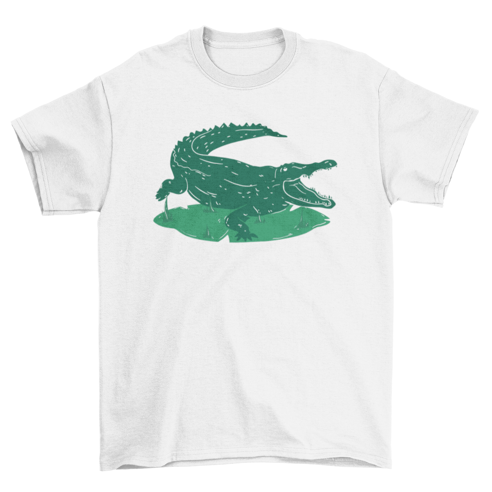 A stylish cut out t-shirt featuring a detailed crocodile illustration, perfect for casual wear.