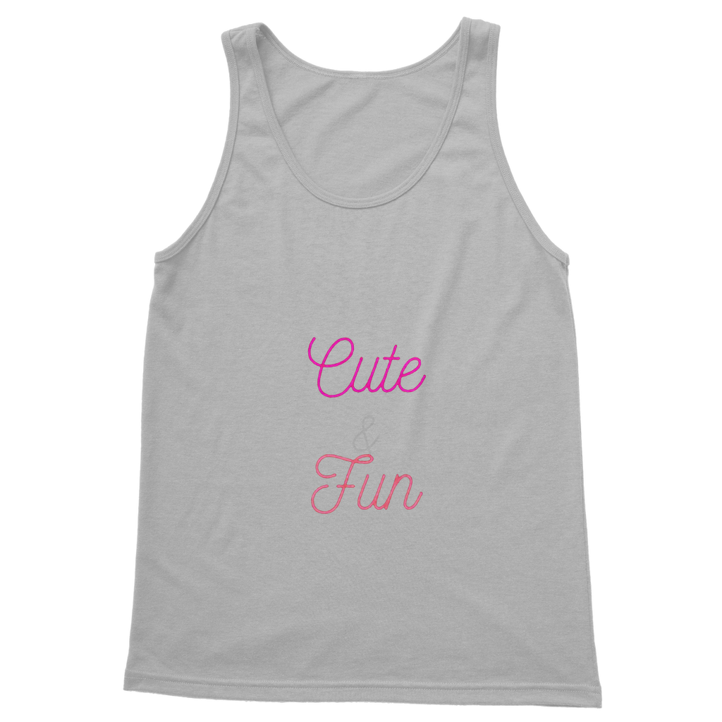 A cute and fun classic adult vest top in various colors, showcasing its soft fabric and stylish design.