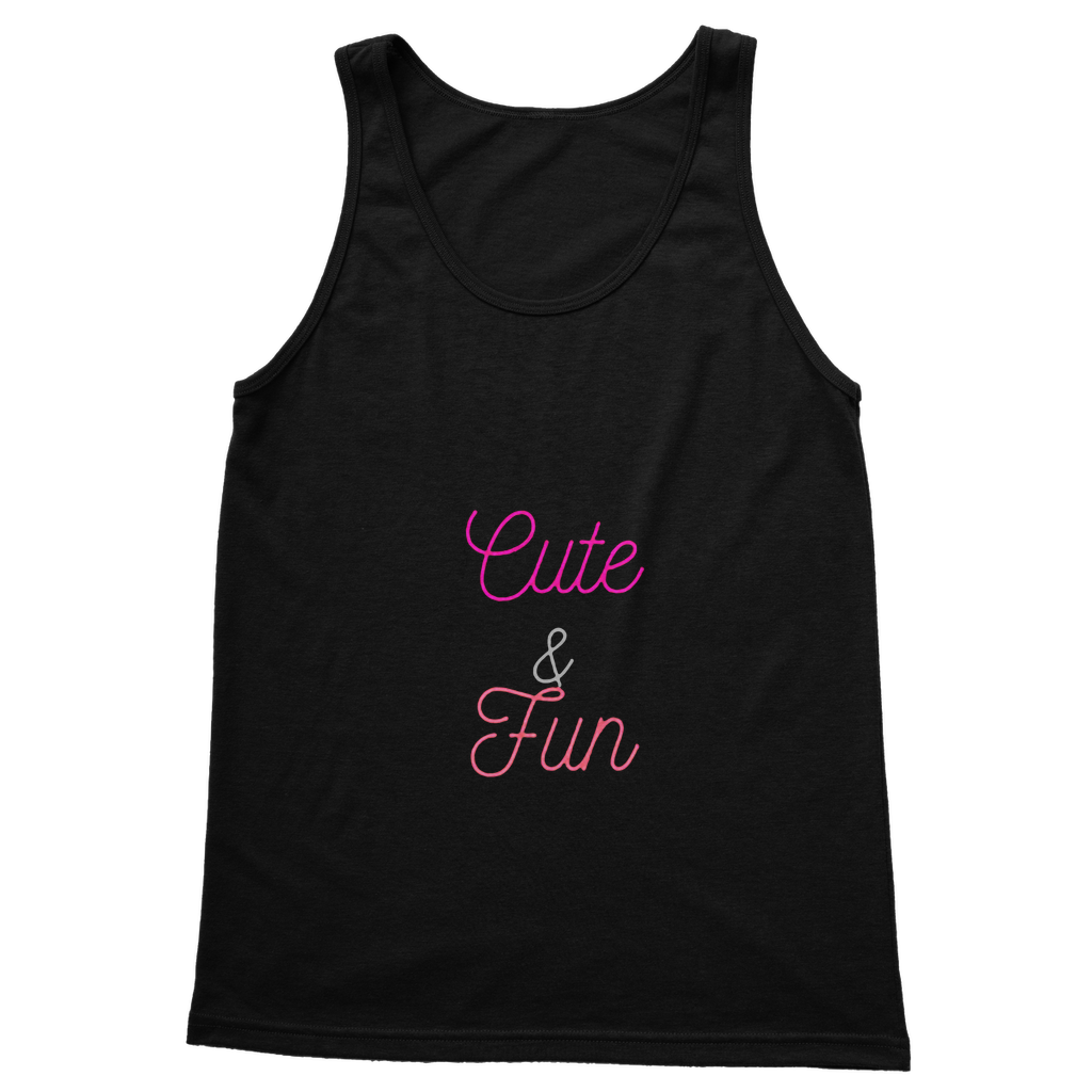 A cute and fun classic adult vest top in various colors, showcasing its soft fabric and stylish design.