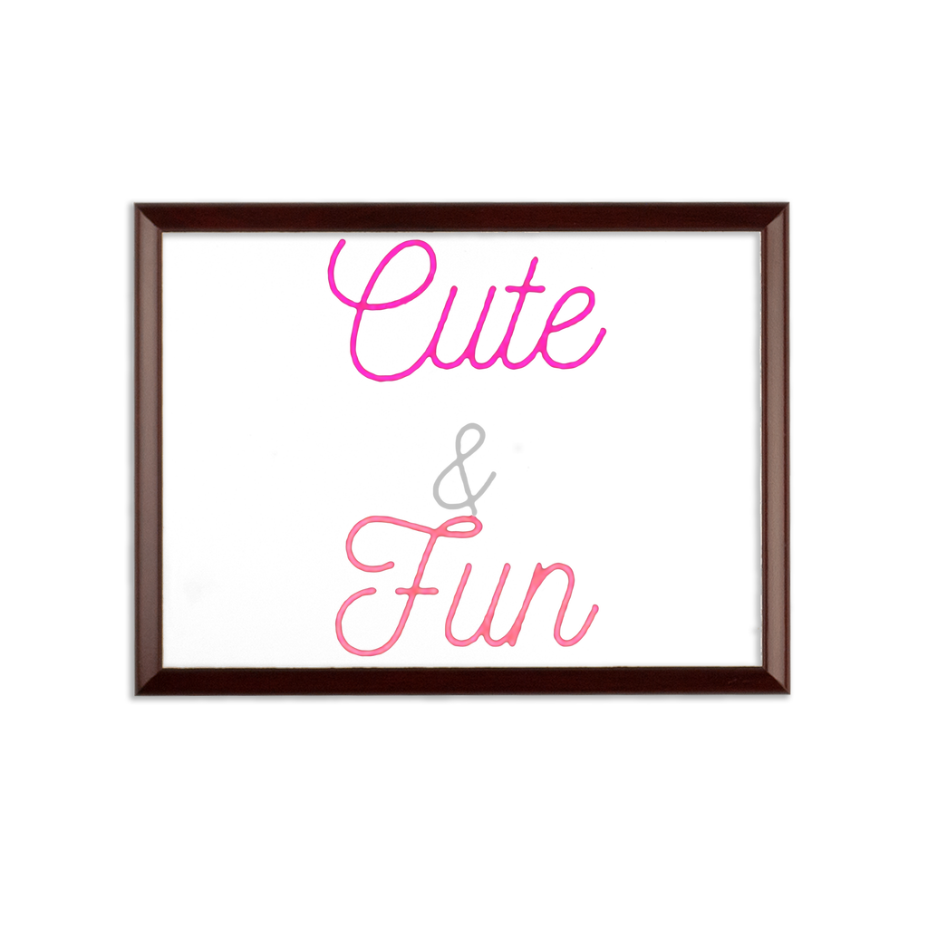 Cute and Fun Sublimation Wall Plaque with a brown wooden frame and white printable surface, showcasing customizable designs.