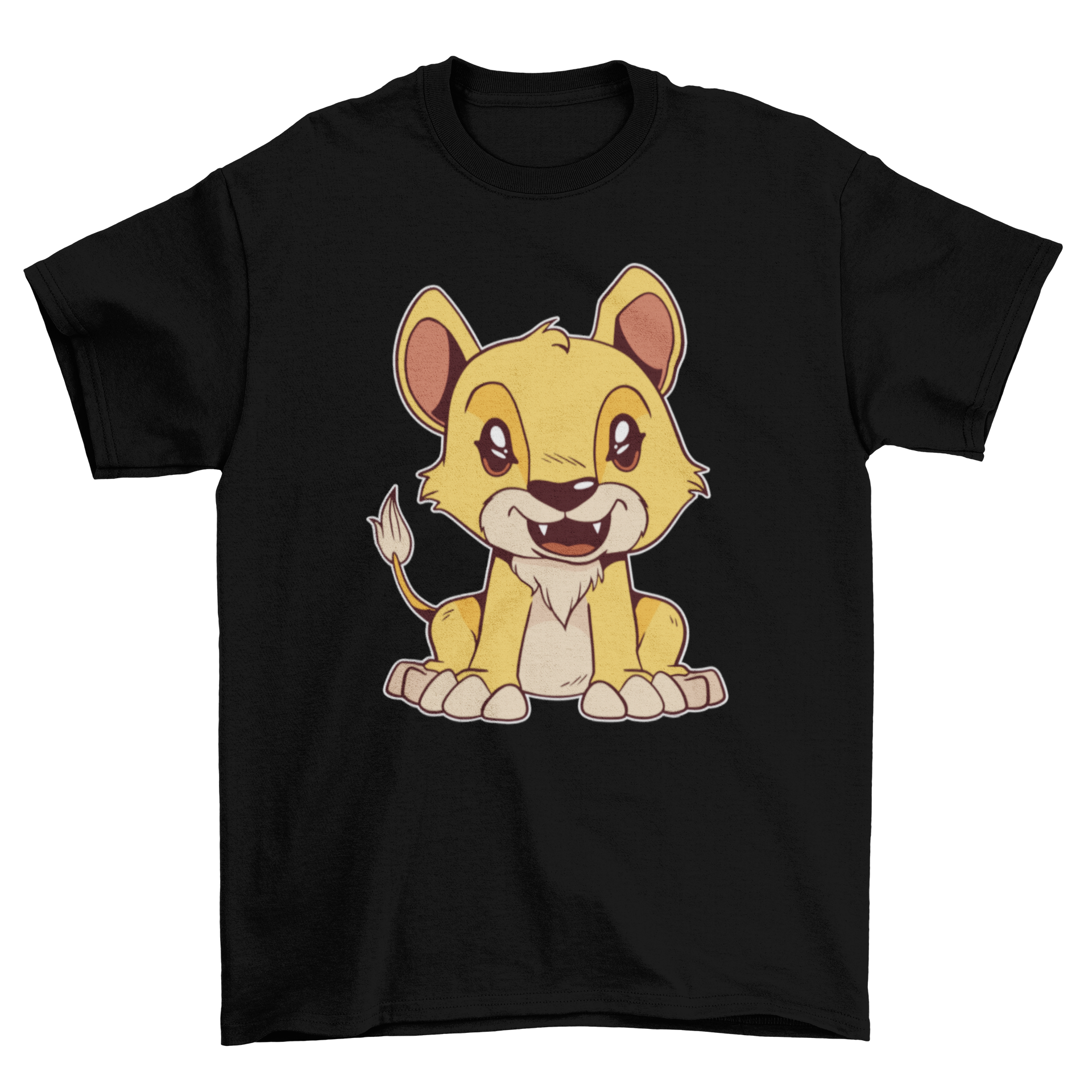 Cute Baby Lion T-shirt featuring an adorable lion graphic on a soft fabric background, perfect for children.