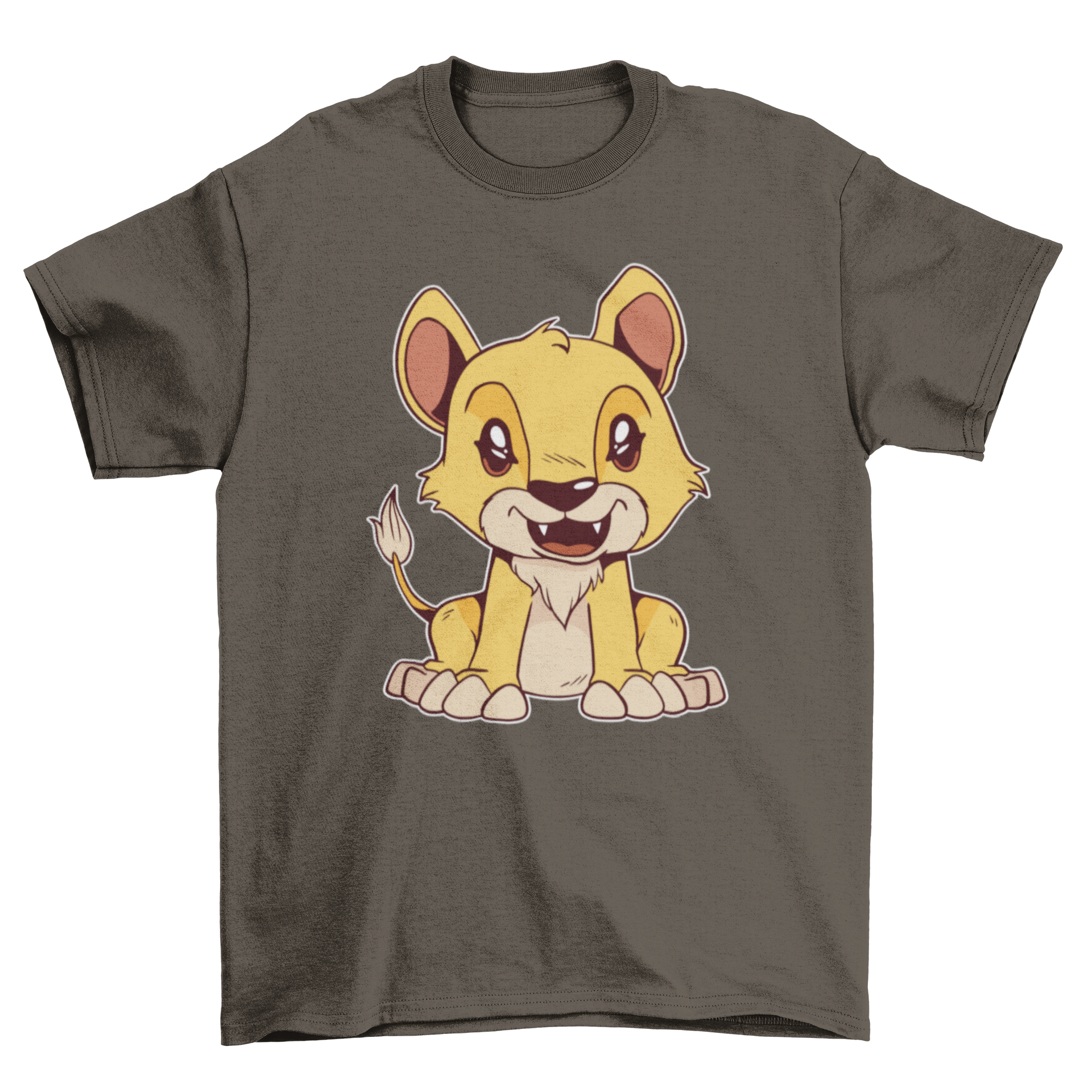 Cute Baby Lion T-shirt featuring an adorable lion graphic on a soft fabric background, perfect for children.