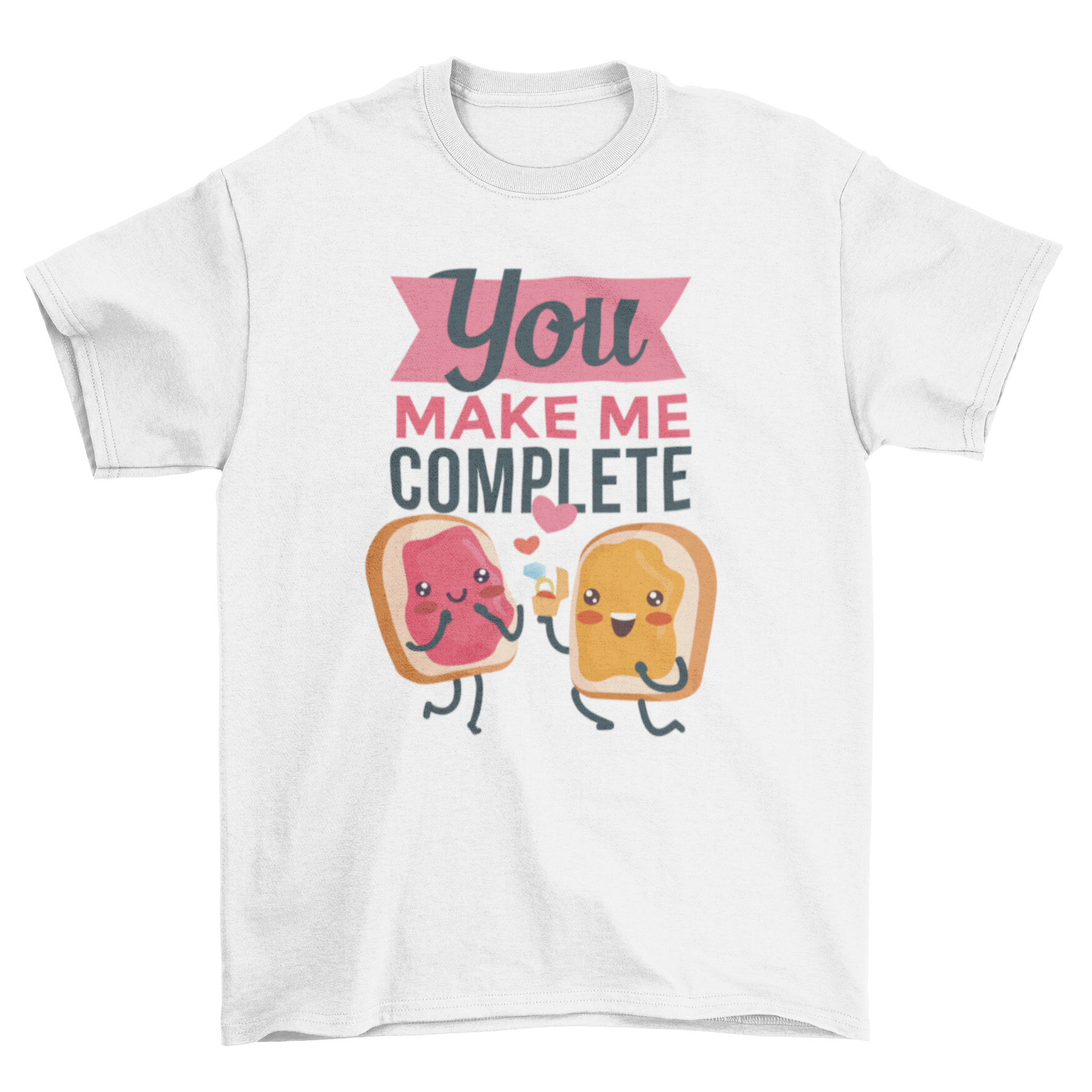 Cute t-shirt design featuring a bread couple with peanut butter and jelly, perfect for Valentine's Day.