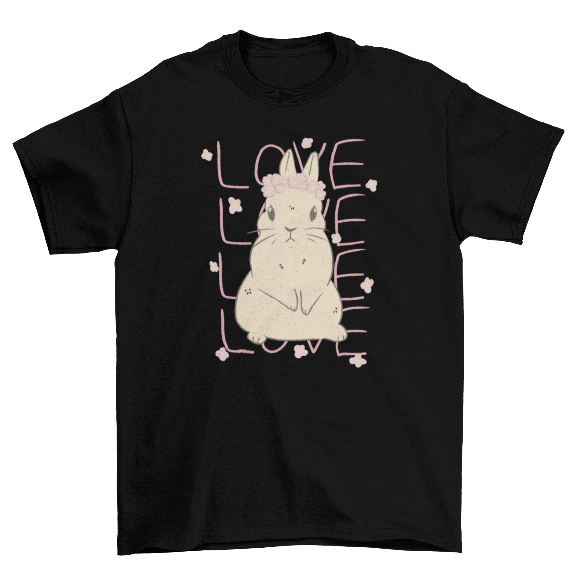 Cute Bunny Love T-Shirt featuring a charming bunny graphic and the word 'Love'.