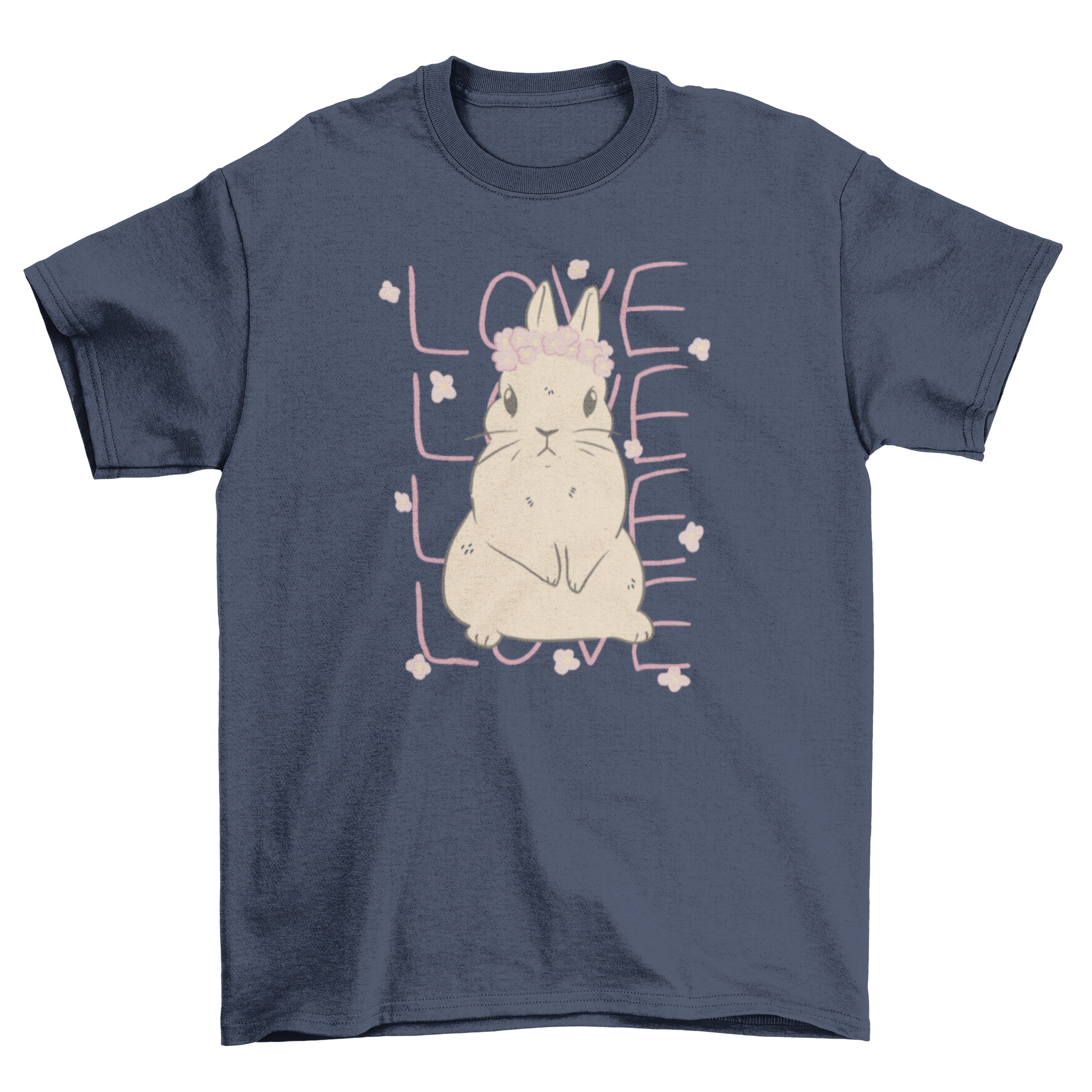 Cute Bunny Love T-Shirt featuring a charming bunny graphic and the word 'Love'.