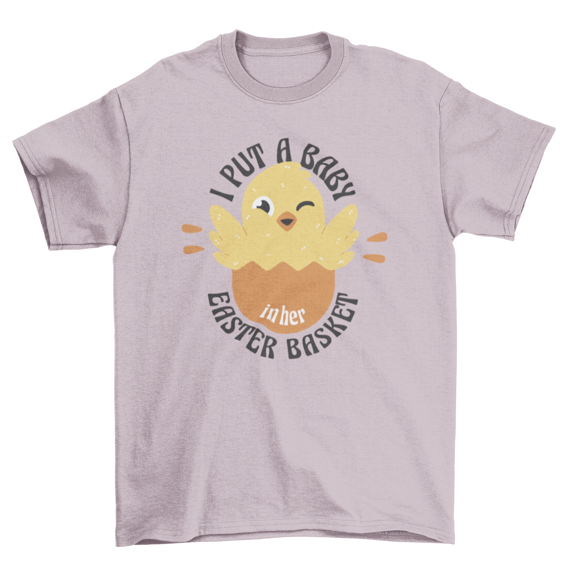 Cute t-shirt featuring a chick hatching from an egg with a playful Easter quote.