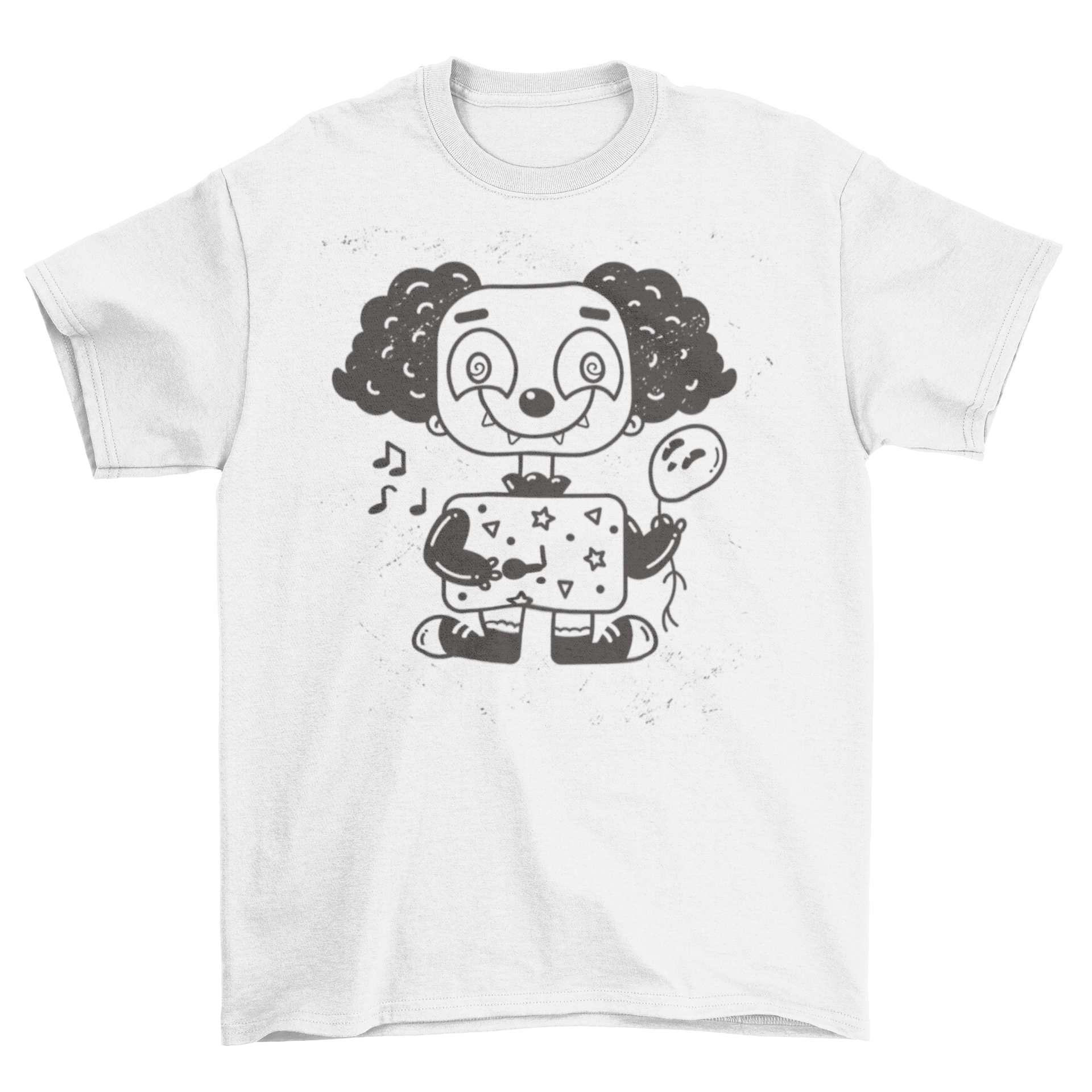 A cute clown t-shirt featuring a whimsical clown design, perfect for casual wear.