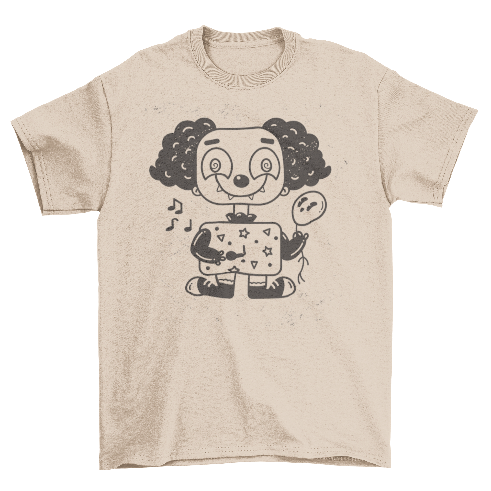 A cute clown t-shirt featuring a whimsical clown design, perfect for casual wear.