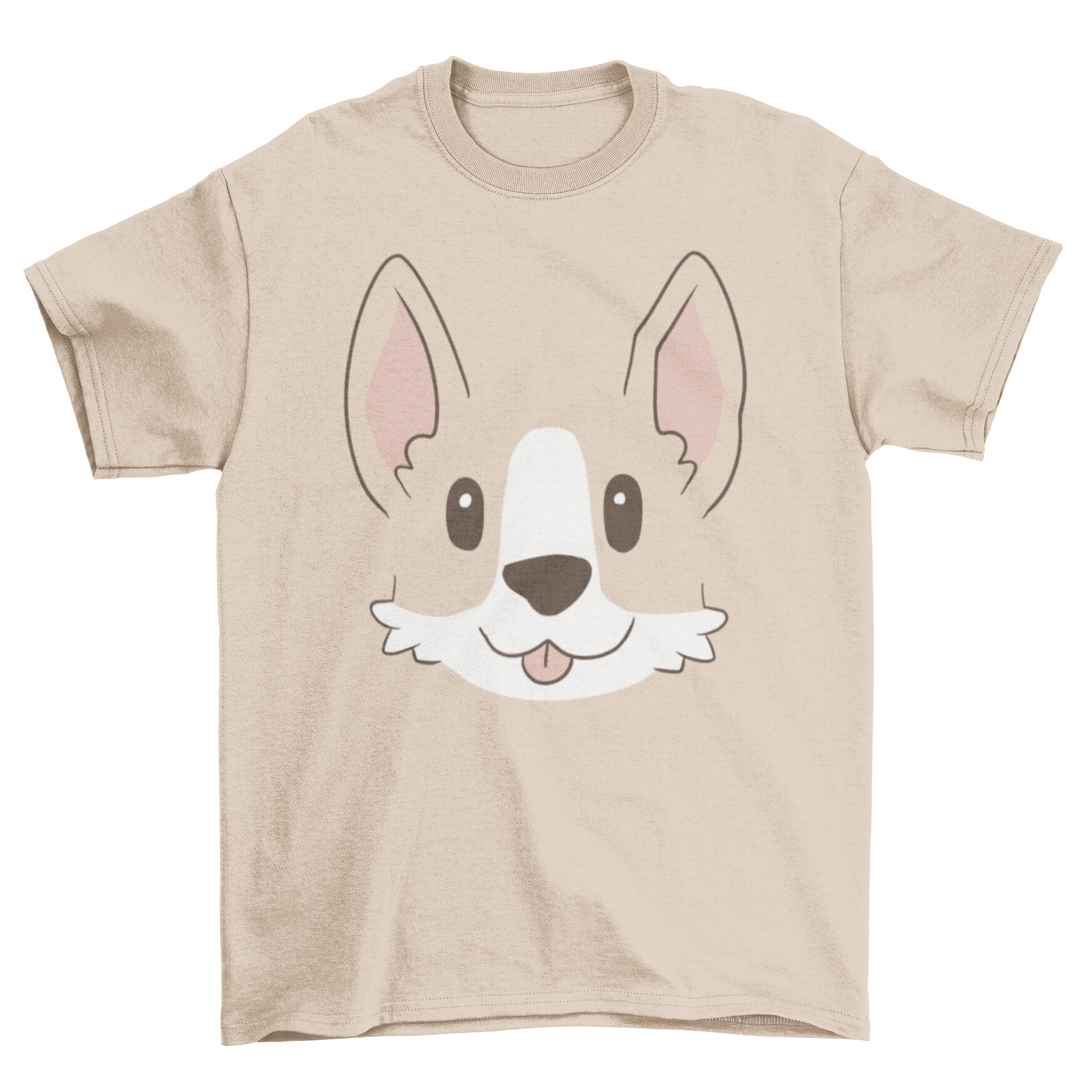 Cute Corgi Face T-shirt featuring an adorable Welsh Corgi design, perfect for dog lovers.