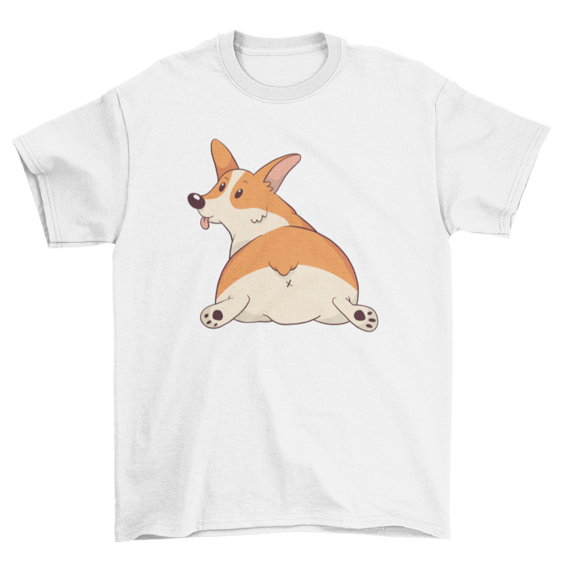 A cute corgi graphic printed on a soft t-shirt, perfect for animal lovers.