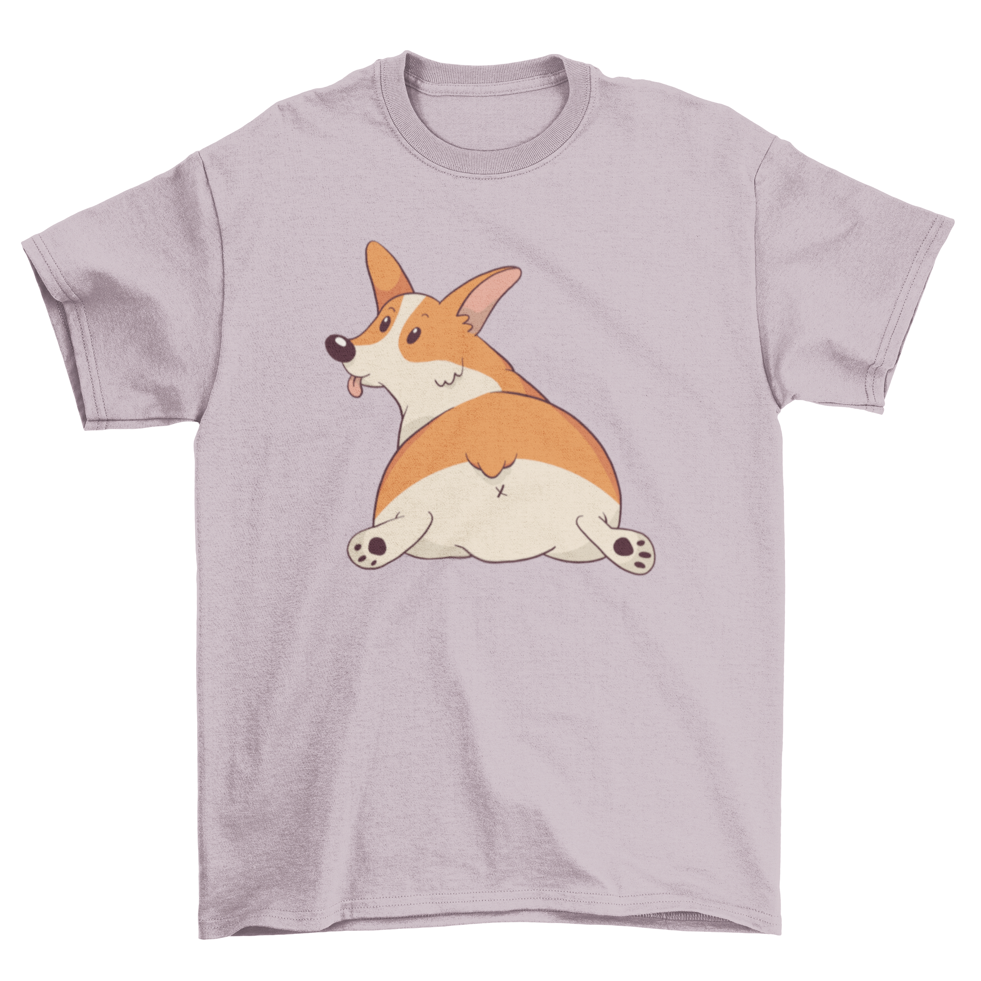 A cute corgi graphic printed on a soft t-shirt, perfect for animal lovers.